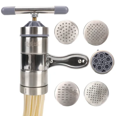 Press Pasta Machine Manual Noodle Maker Multifunctional Stainless Steel Making Spaghetti Fruits Juicer With 5 Pressing Moulds