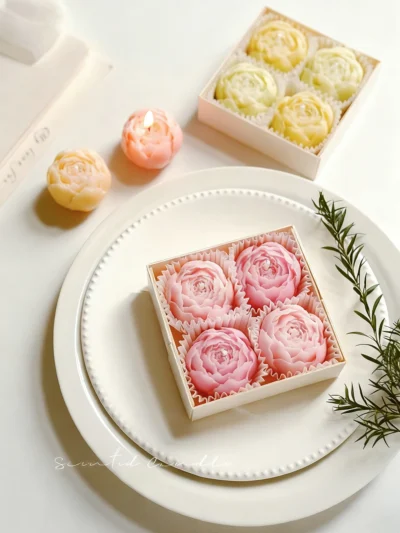 4-Pack Rose Scented Candle Gift Set ,Handmade, Elegant Room Decor, Gifts for women(Birthday/Valentine's Day/Wedding/Anniversary)