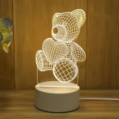 Romantic 3D Acrylic LED Love Lamp — Night Light for Home & Kids | Birthday & Valentine's Day Decor | Bedside Table Lamp