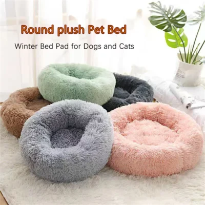 Donut Calming Pet Bed — Plush Faux Fur Round Bed for Small & Medium Dogs and Cats | Novelys