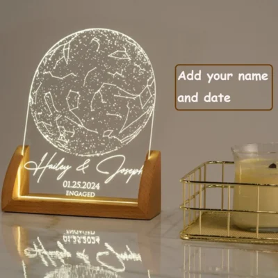 Custom Star Map by Date Personalized Constellation LED Night Light Romantic Gift for Couples Engagement Anniversary Birthday