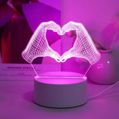 3D Two Hands Heart Night Light — LED Room Decor | Christmas & Birthday Gift | Fancy Desktop Atmosphere Light