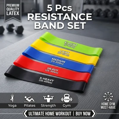 5Pcs Resistance Bands Set Mini Loop Elastic Rubber Fitness Equipment Home Workout Strength Training