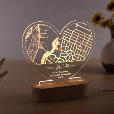 Personalized Where It Began Heart Map Acrylic Plaque Custom Location Sweet Gift For Lovers Long Distance Love WeddingAnniversary